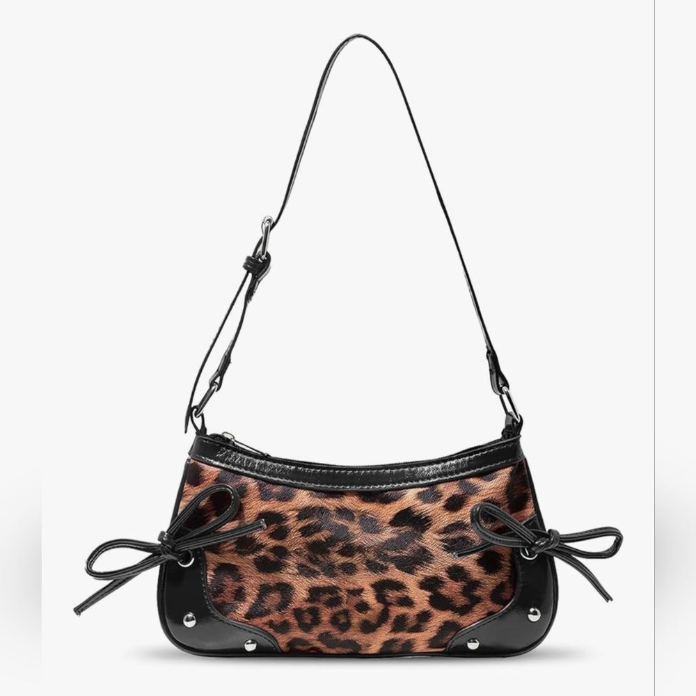 Leopard‎ Print Shoulder Bag with Black Accents